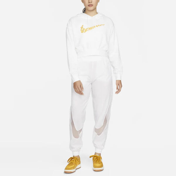 Свитер sportswear logo embroidered loose fleece hoodie white Nike, белый — фото 3