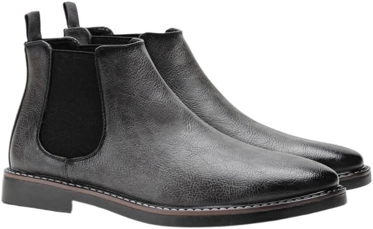 

Мужские ботинки Челси из кожи, удобные, на низком каблуке, с легким процессом надевания, для повседневной и официальной носки Zestrelax, серый