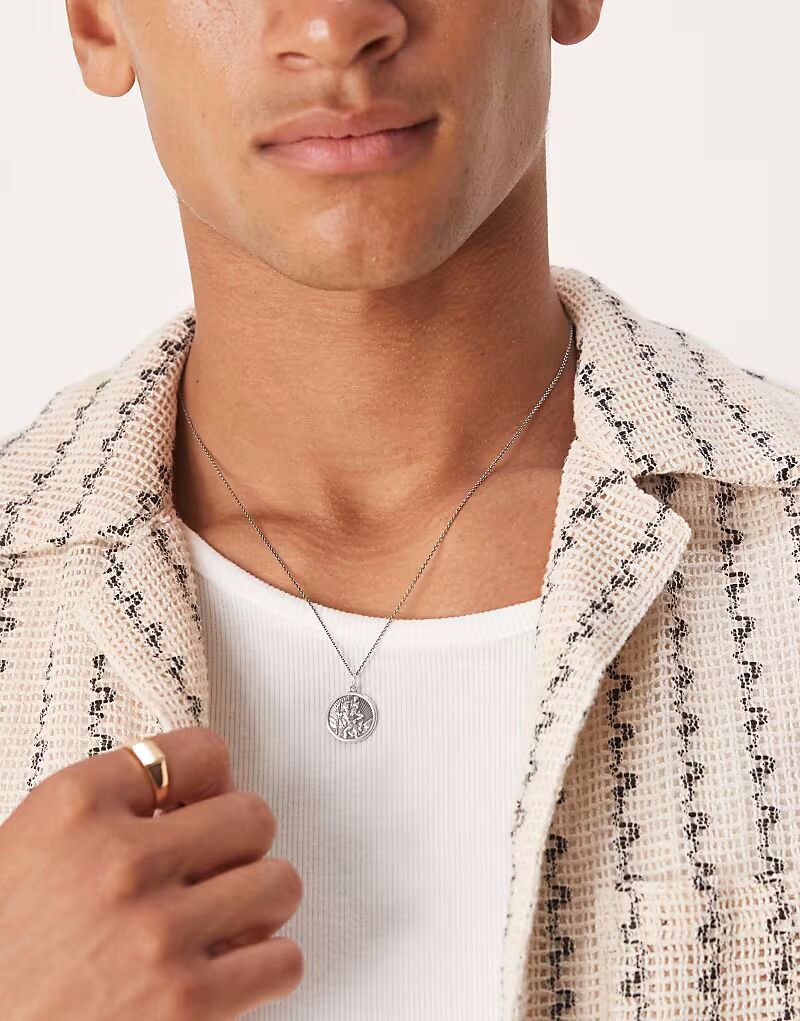 

Серебряное ожерелье с подвеской St Christopher из стерлингового серебра Asos Design