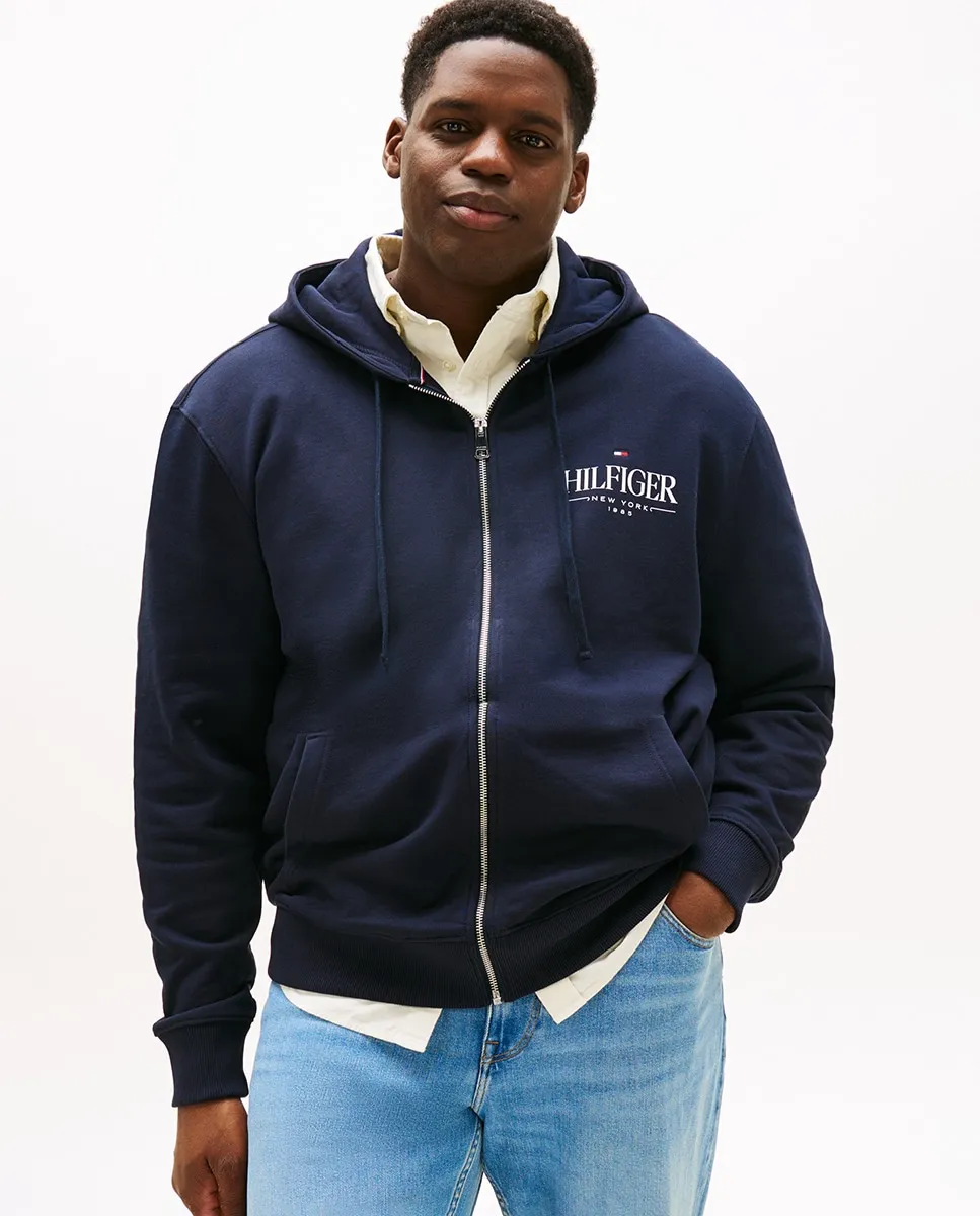 

Мужская толстовка с капюшоном и молнией, большие размеры Tommy Hilfiger, темно-синий