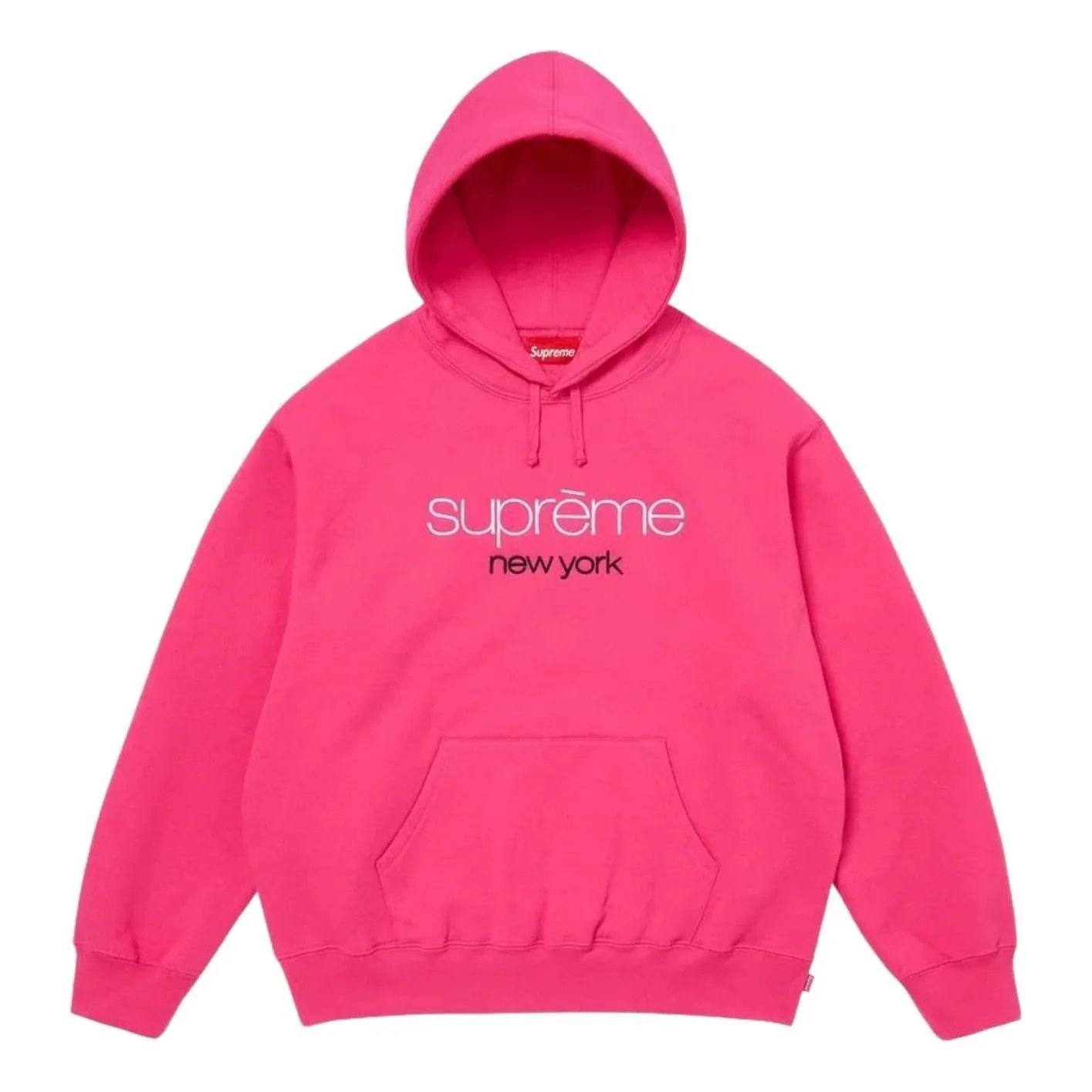 Толстовка Supreme SS26 Classic Logo с капюшоном, цвет «яркая фуксия», розовый