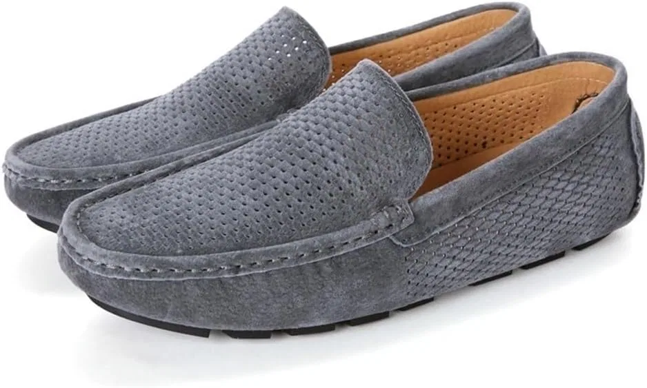 Мокасины кожаные замшевые Moccasins Slip-On Driving Loafers, серый DHFIRUFSHLO — фото 3