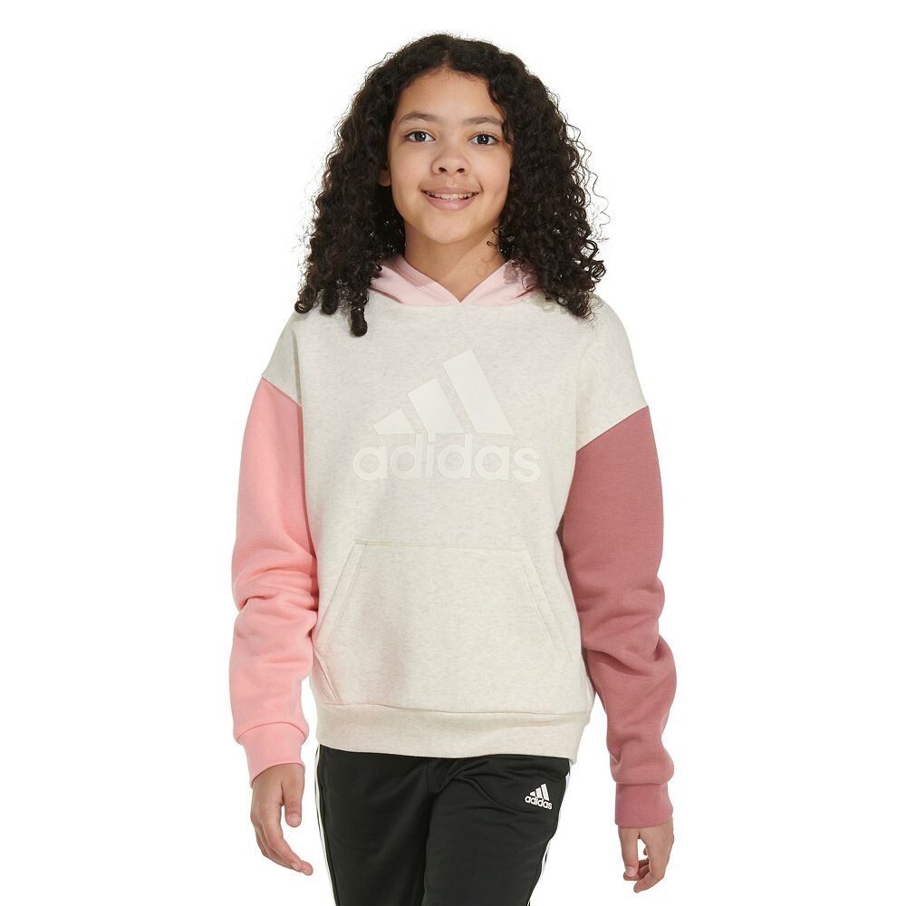 

Пуловер adidas Colorblock с капюшоном для маленьких девочек Adidas, цвет Tan Htr