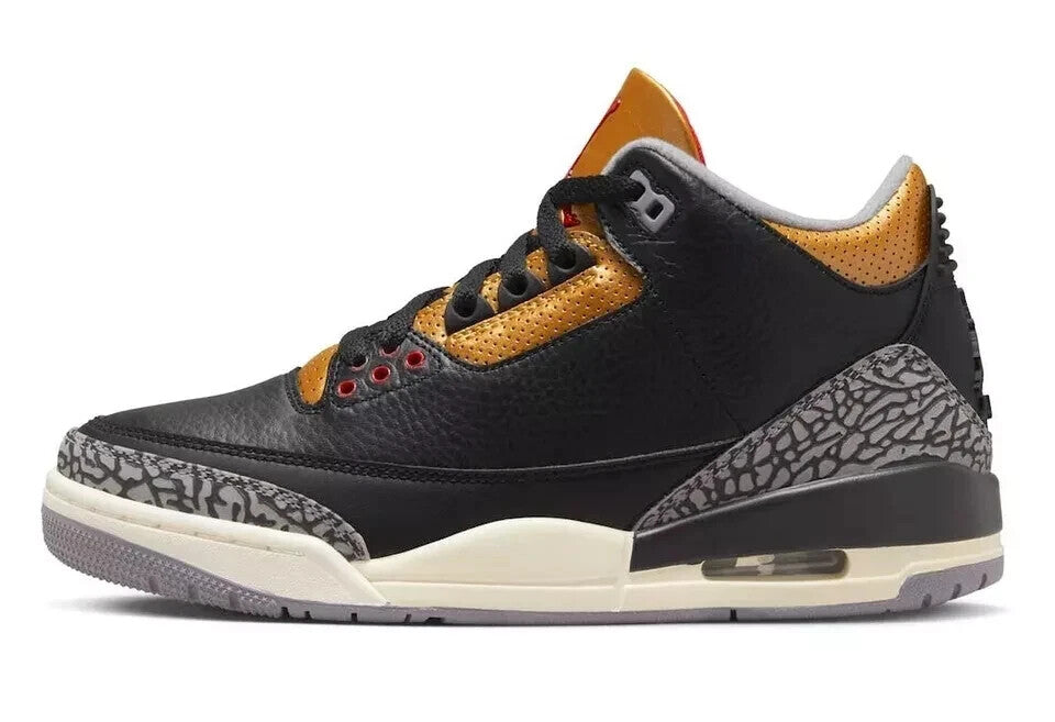 Кроссовки Air Jordan 3 CK9246-067 Женские США 5 Черные Золотые Повседневная обувь GBNC286