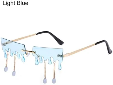 

1 шт. Модные солнцезащитные очки без оправы для женщин и мужчин, защита от УФ-излучения UV400, стильный винтажный уличный дизайн, узкие очки MTZJH, E-light Blue