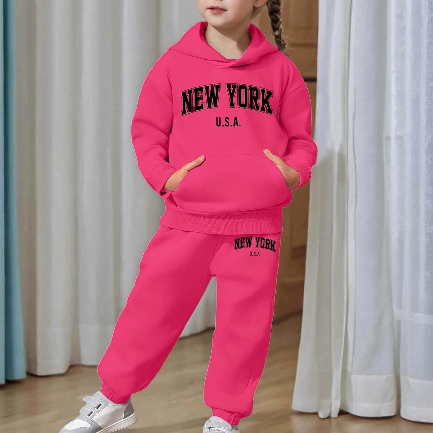 Детский спортивный костюм с принтом Brooklyn, Z02 Hot Pink — фото 3