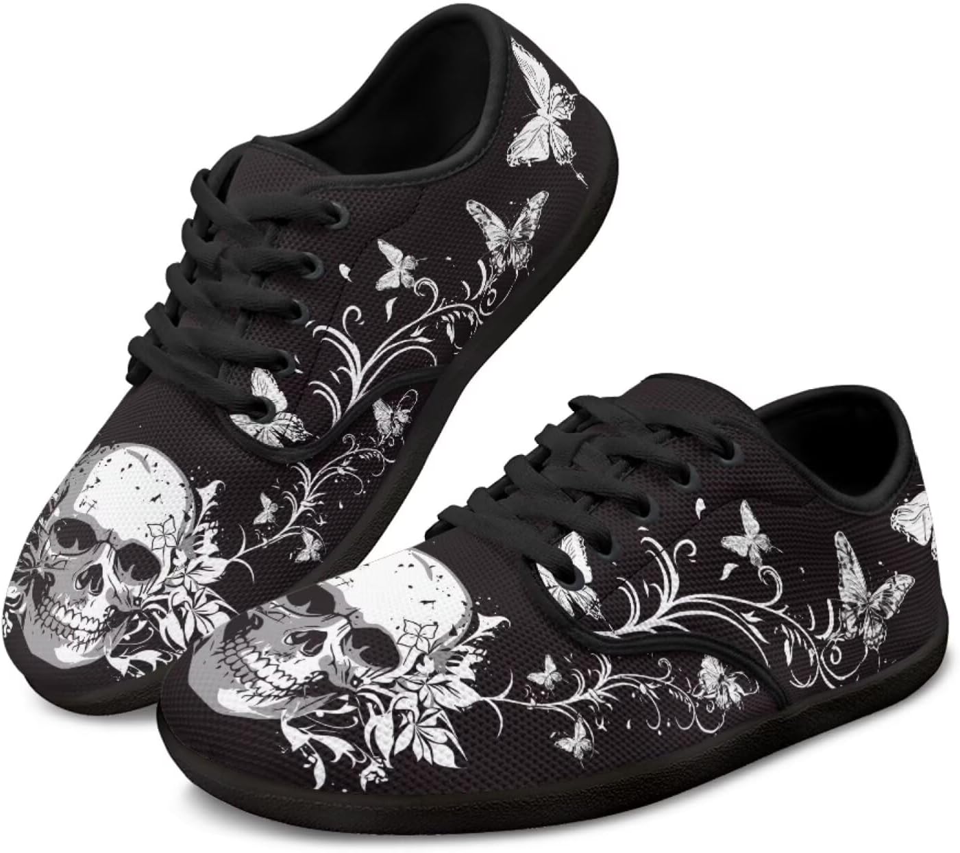 

Кроссовки Binienty с шнуровкой для женщин и мужчин, с нулевой посадкой, босоножки, широкая подошва, плоская подошва, Skull Boho Butterfly