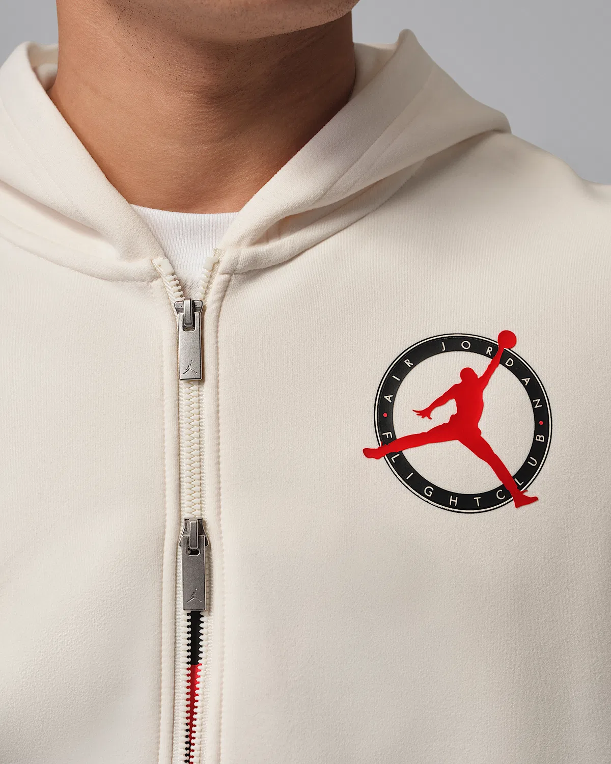Мужская флисовая кофта на молнии Jordan Flight Club Fleece, Pale Ivory — фото 4