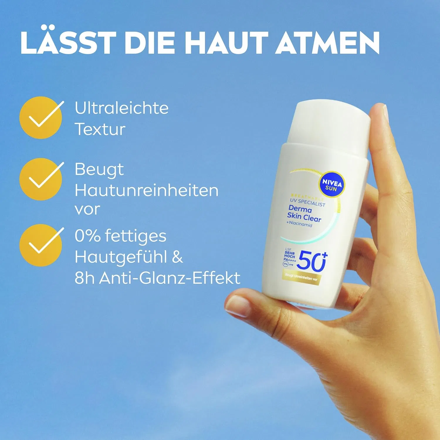Солнцезащитный флюид для лица «UV Gesicht Experte DermaSkin Clear» SPF 50+ от NIVEA SUN Beiersdorf — фото 3
