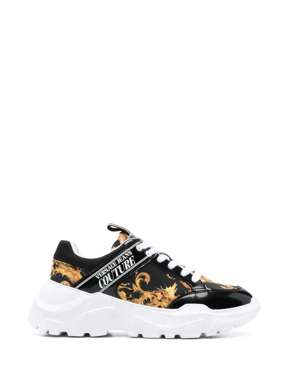 Барочные кроссовки на шнуровке Versace Jeans Couture, черный