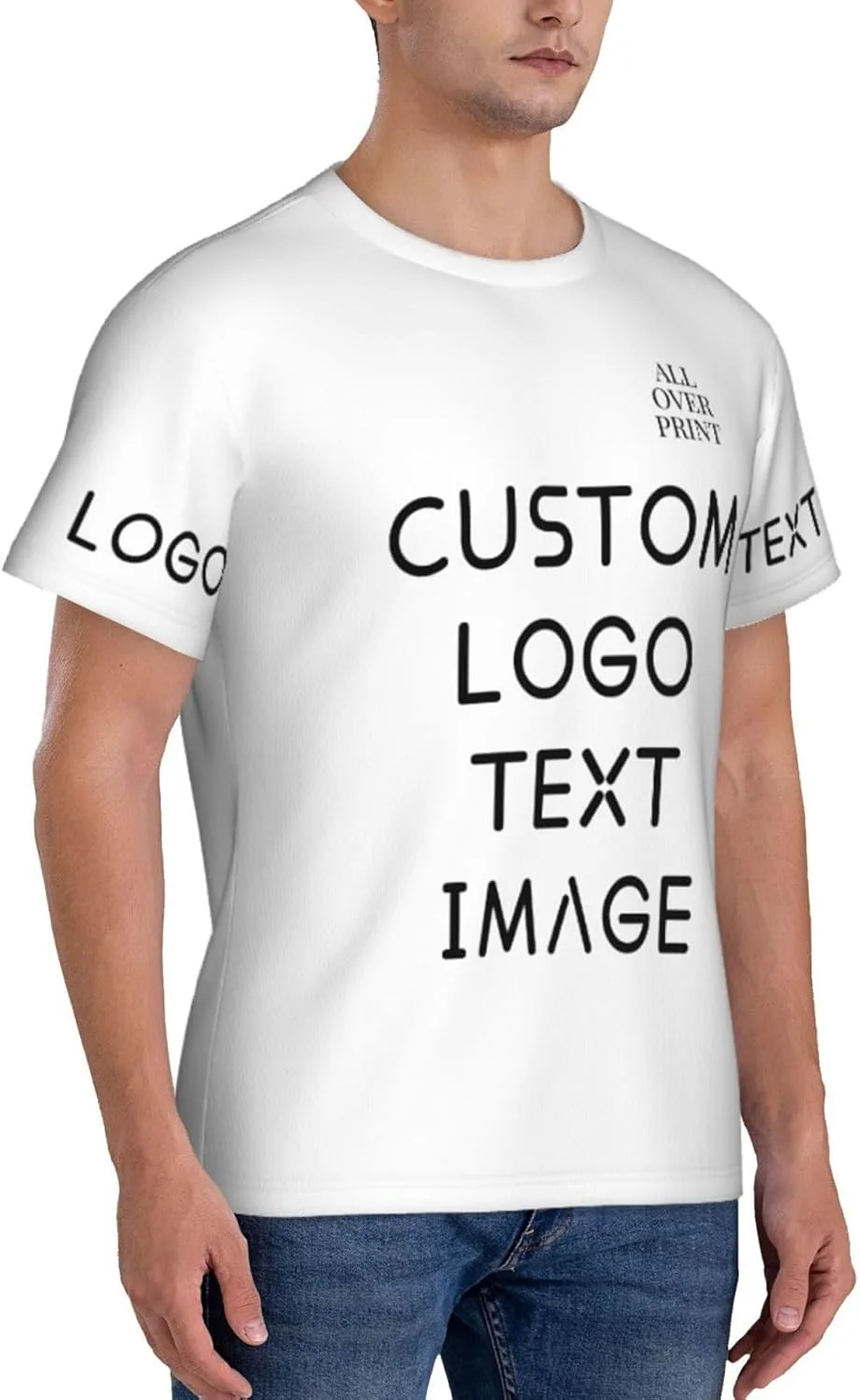 Футболка с полной запечаткой Custom T Shirts с логотипом — фото 4