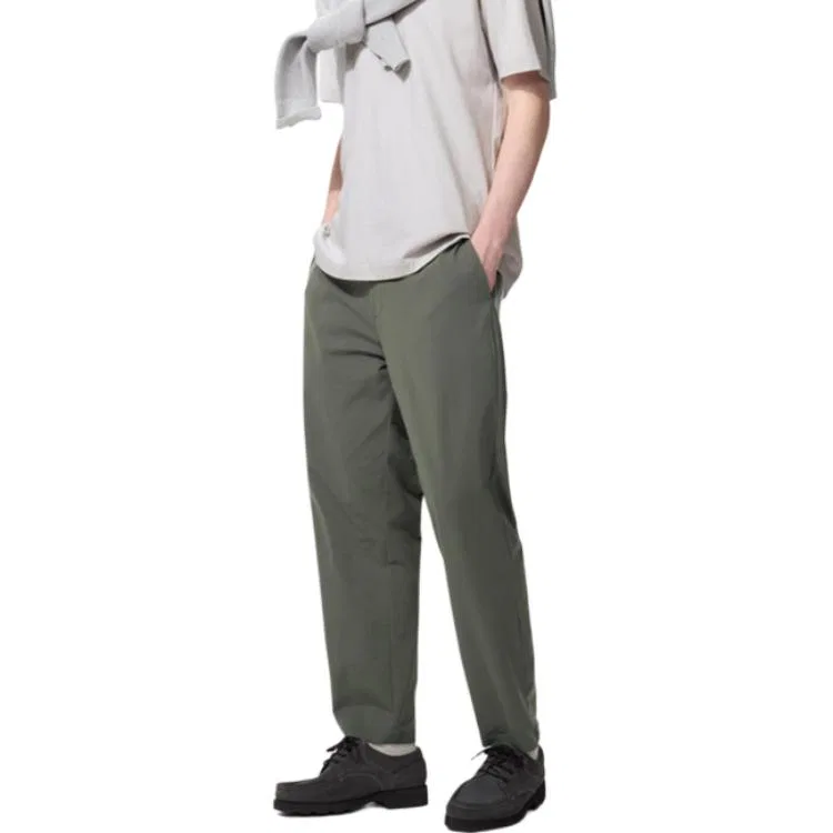 Брюки повседневные SS26 унисекс Dark Olive, прямого кроя UNIQLO