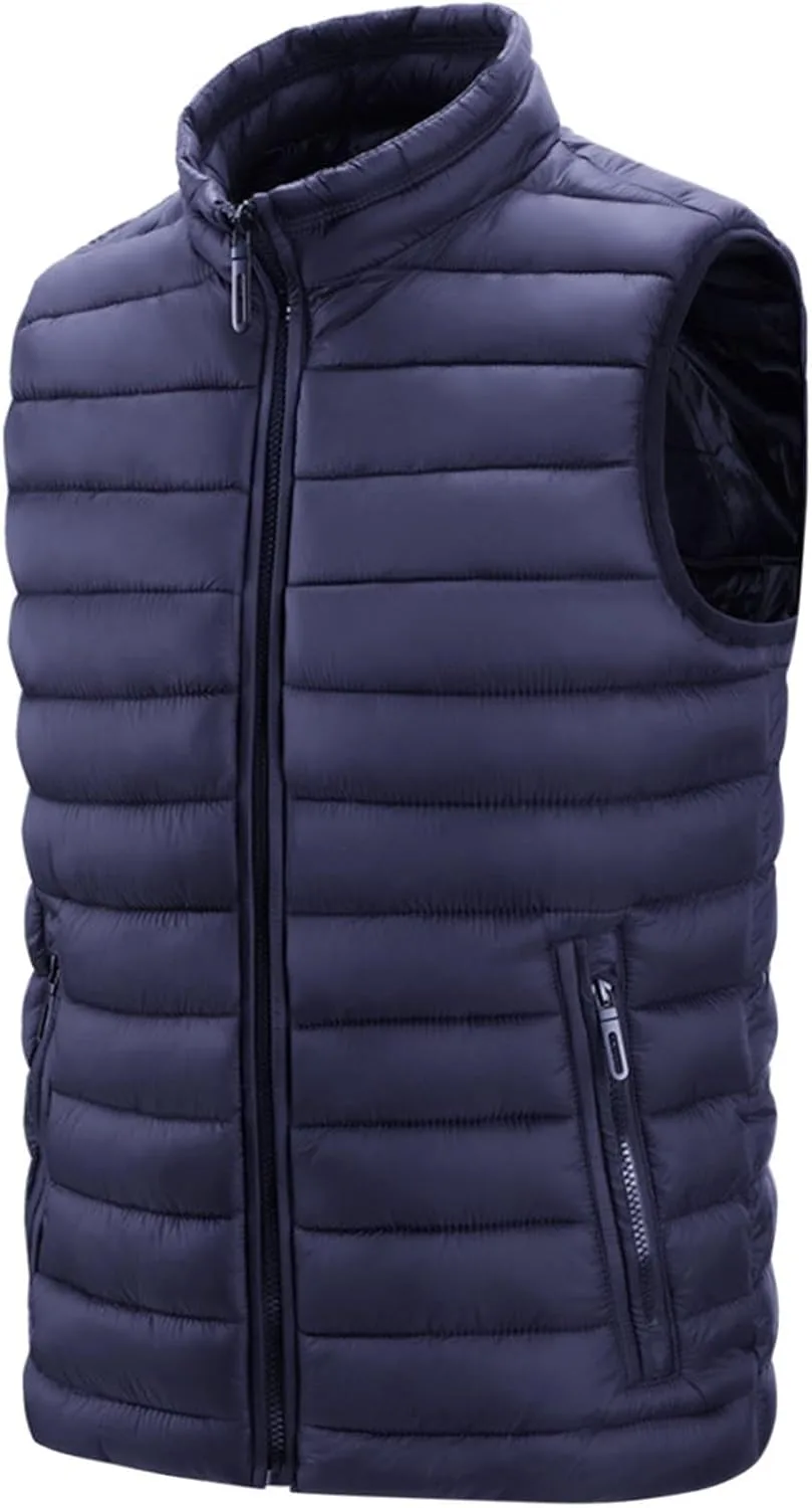 Пуховик-жилет мужской зимний Soft Shell стеганый безрукавка Water-Resistant утепленный на молнии куртка Casual Plus Size Gilet Generic, синий — фото 2