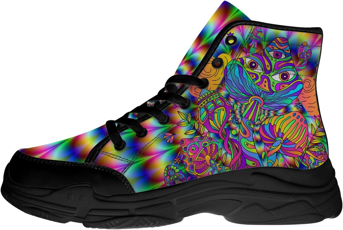 

Кроссовки Mushroom на высокой подошве для женщин, текстильные кроссовки на шнуровке, подарки для нее и для него Generic, 3110 Mushroom Rainbow