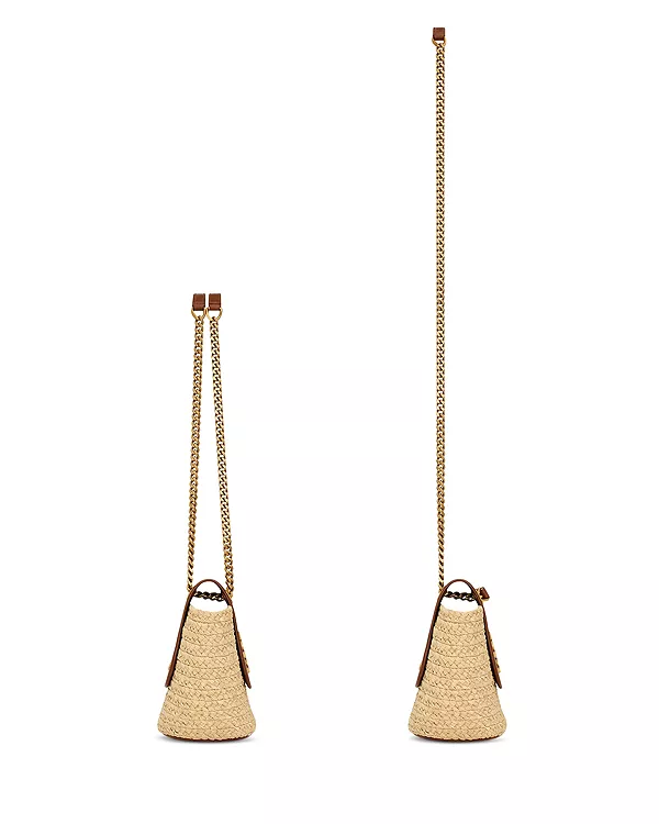 Миниатюрная сумочка-корзинка из рафии. Saint Laurent, бежевый — фото 4