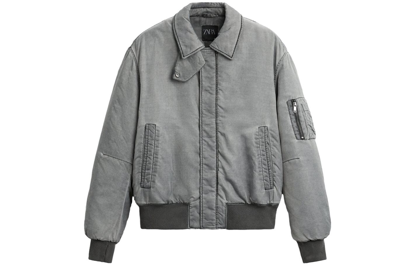 

Стеганая куртка мужская серая Zara, серый