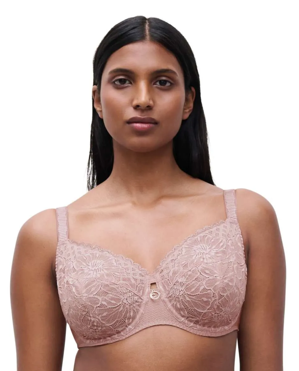 

Бюстгальтер с косточками, очень закрывающий, с цветочным кружевом из линии Sublime Chantelle, пастельно-розовый