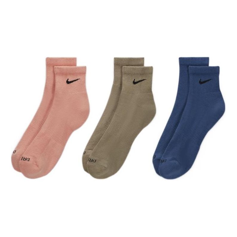 

Носки Nike SS22 Quick Dry Breathable Sports Unisex 3 Pairs Pink / Gray / Blue Socks SX6890-955, серый