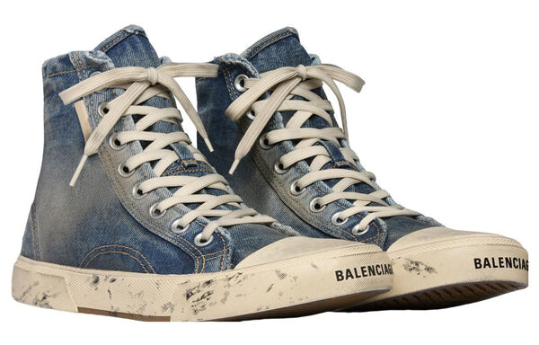 Кроссовки paris high top sneakers 'blue destroyed denim and rubber' Balenciaga, синий — фото 3