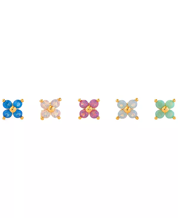 

Красивый комплект серег-гвоздиков с цветками Girls Crew, gold-plated