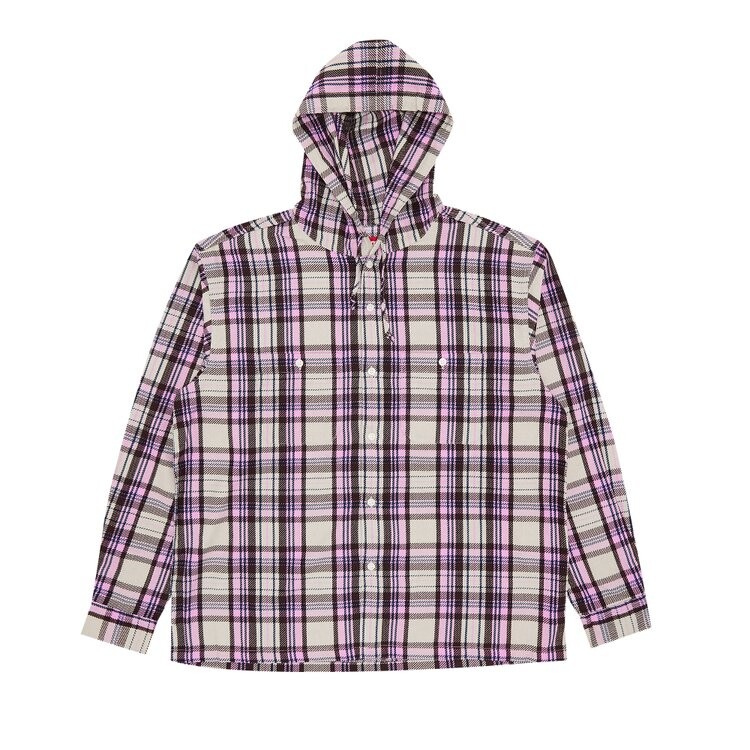 

Рубашка Supreme Printed Hooded Flannel Shirt, розовый