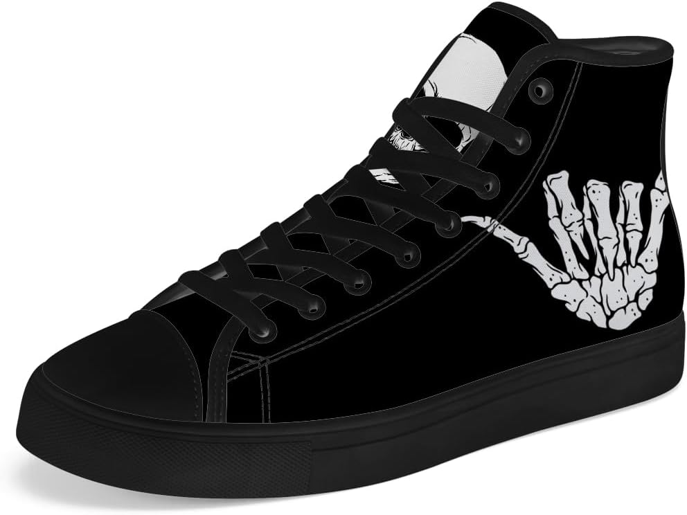 

Кеды на высокой подошве Chebing с черепом для мужчин и женщин, готические высокие кеды с черепом, шнуровка, повседневная обувь, подарки для него и для нее, белый/черный