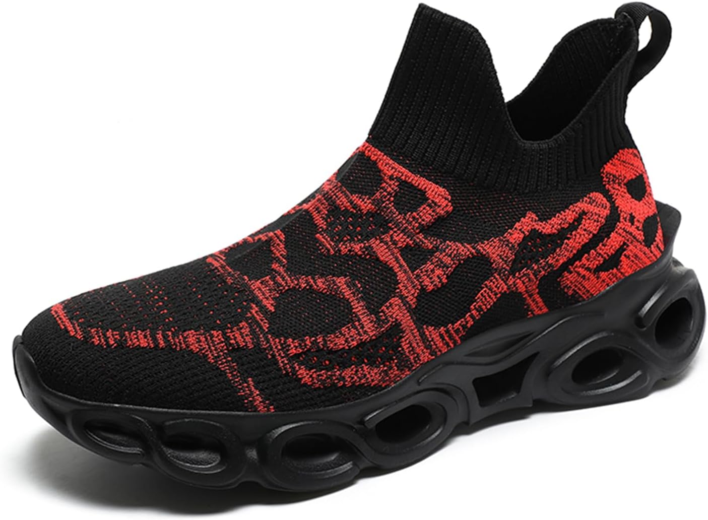 

Мужские высокие носки-кроссовки для ходьбы - легкие дышащие вязаные спортивные беговые кроссовки для повседневного ношения и тренировок в зале Abborora, черный/красный