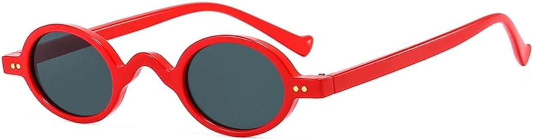 

Ретро овальные солнцезащитные очки с заклепками для женщин, модные очки в стиле стимпанк, маленькая оправа для мужчин, очки с защитой от УФ-излучения UV400 VVTWSSW, Red Gray