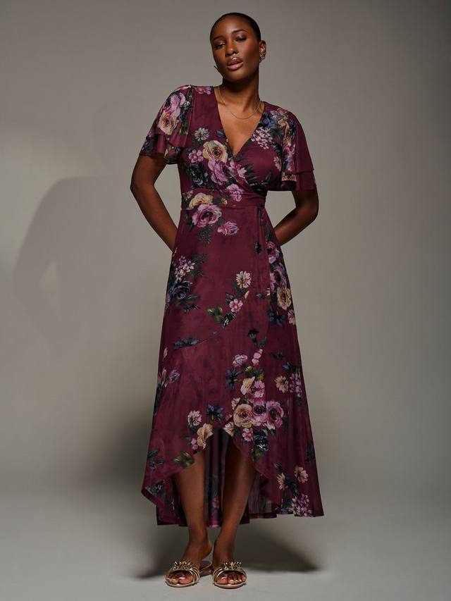 

Цветочное платье с сетчатыми вставками и запахом Jolie Moi, Burgundy Floral