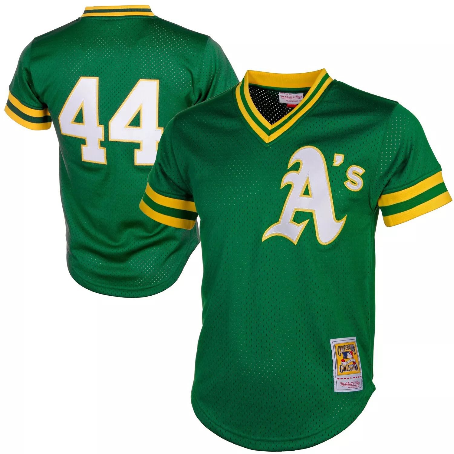 

Мужской тренировочный трикотаж с сеткой Mitchell & Ness Reggie Jackson Green Oakland Athletics Cooperstown