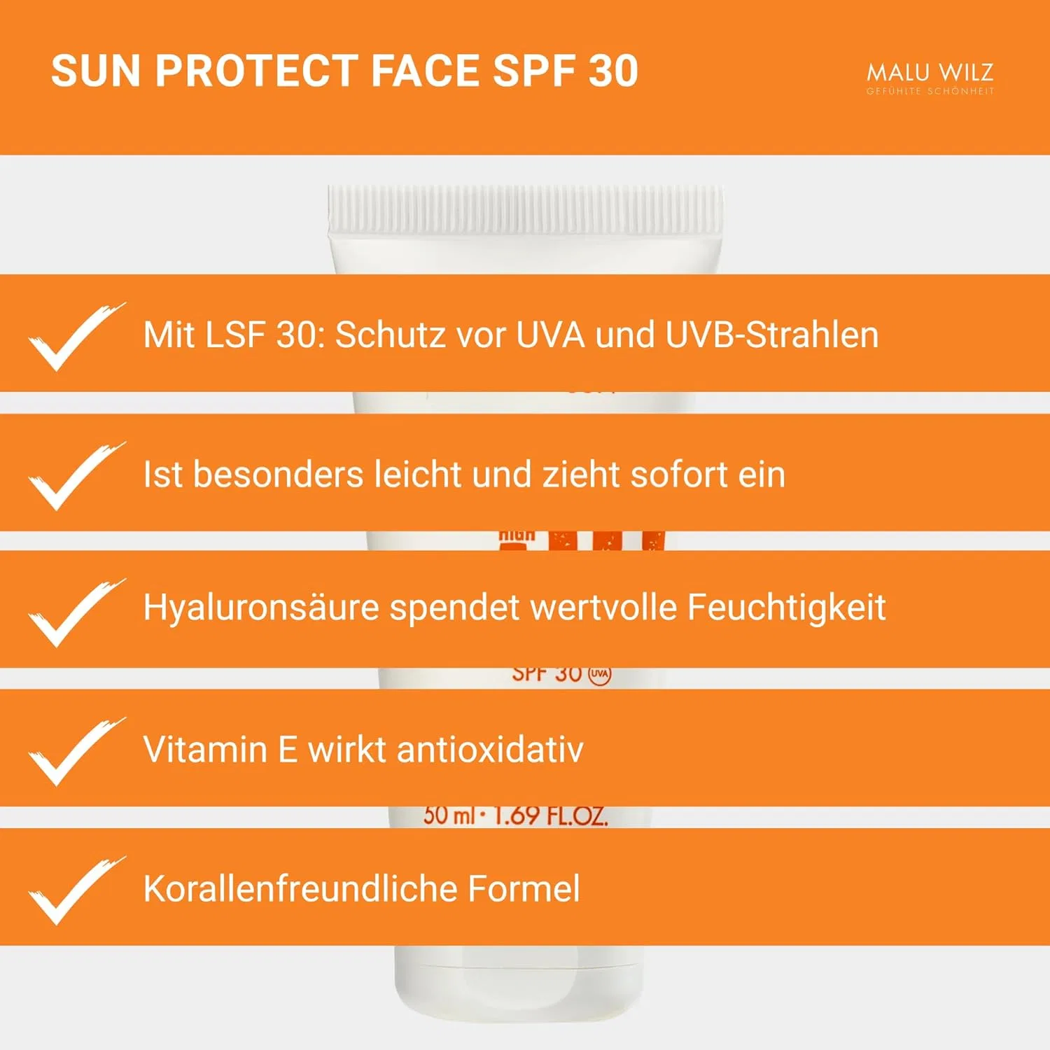 Солнцезащитный крем для лица SPF 30 «Sun Protect Face» от Malu Wilz, 50 мл Malu Wilz — фото 4