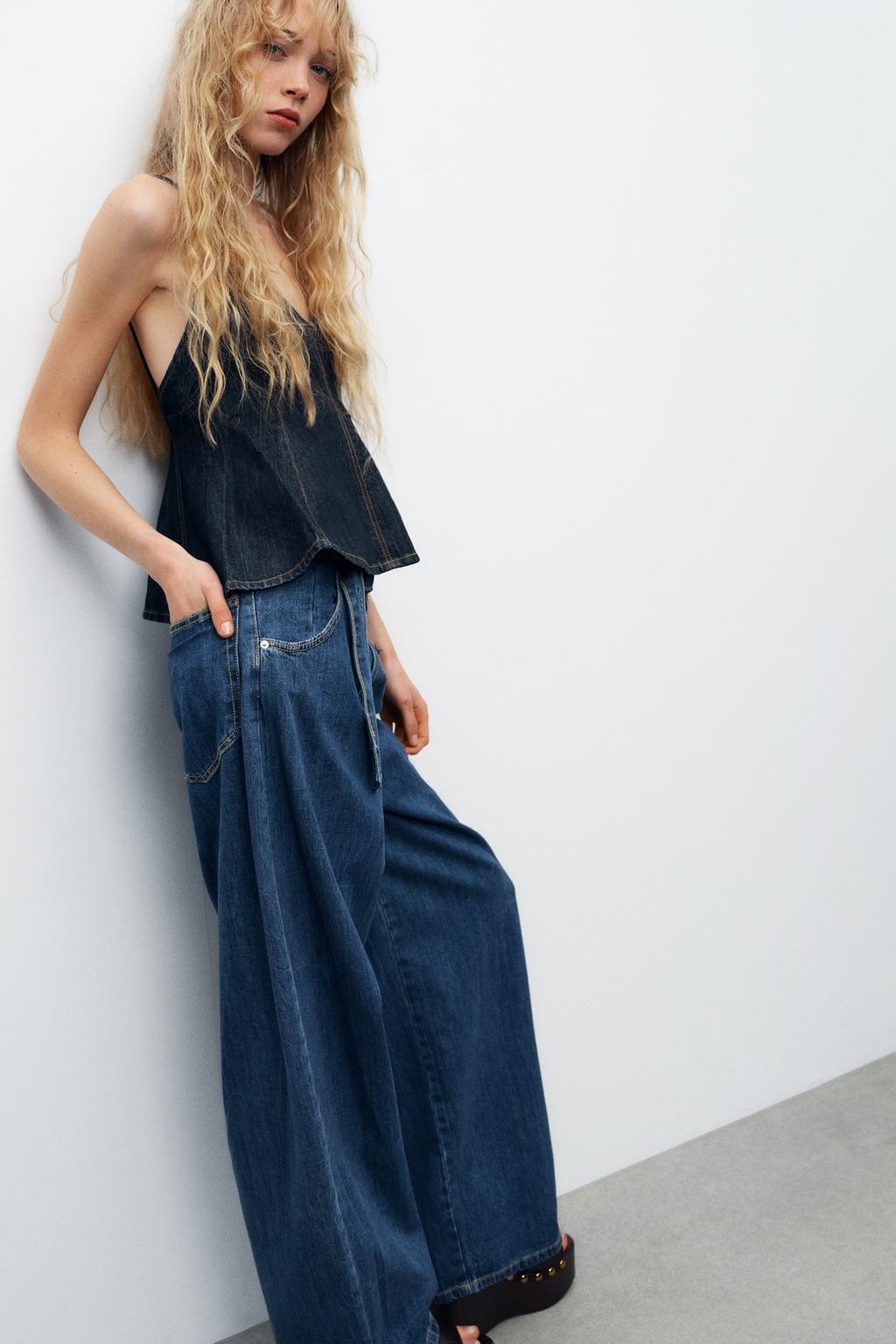 

Джинсовый топ с годе ZARA, синий