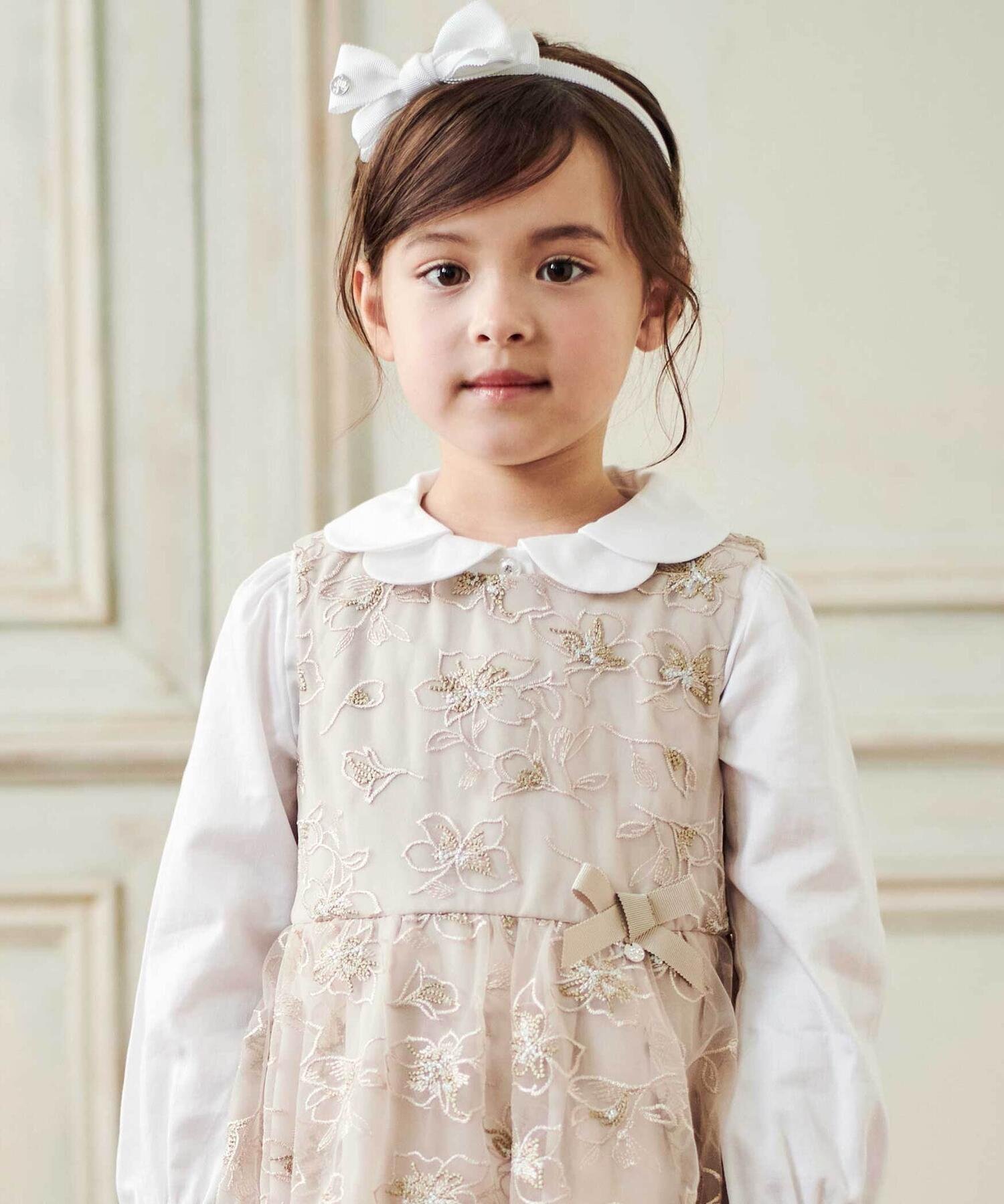 Юбка-свитер из тюля с цветочной вышивкой (110-130 см) Tartine Et Chocolat, Beige