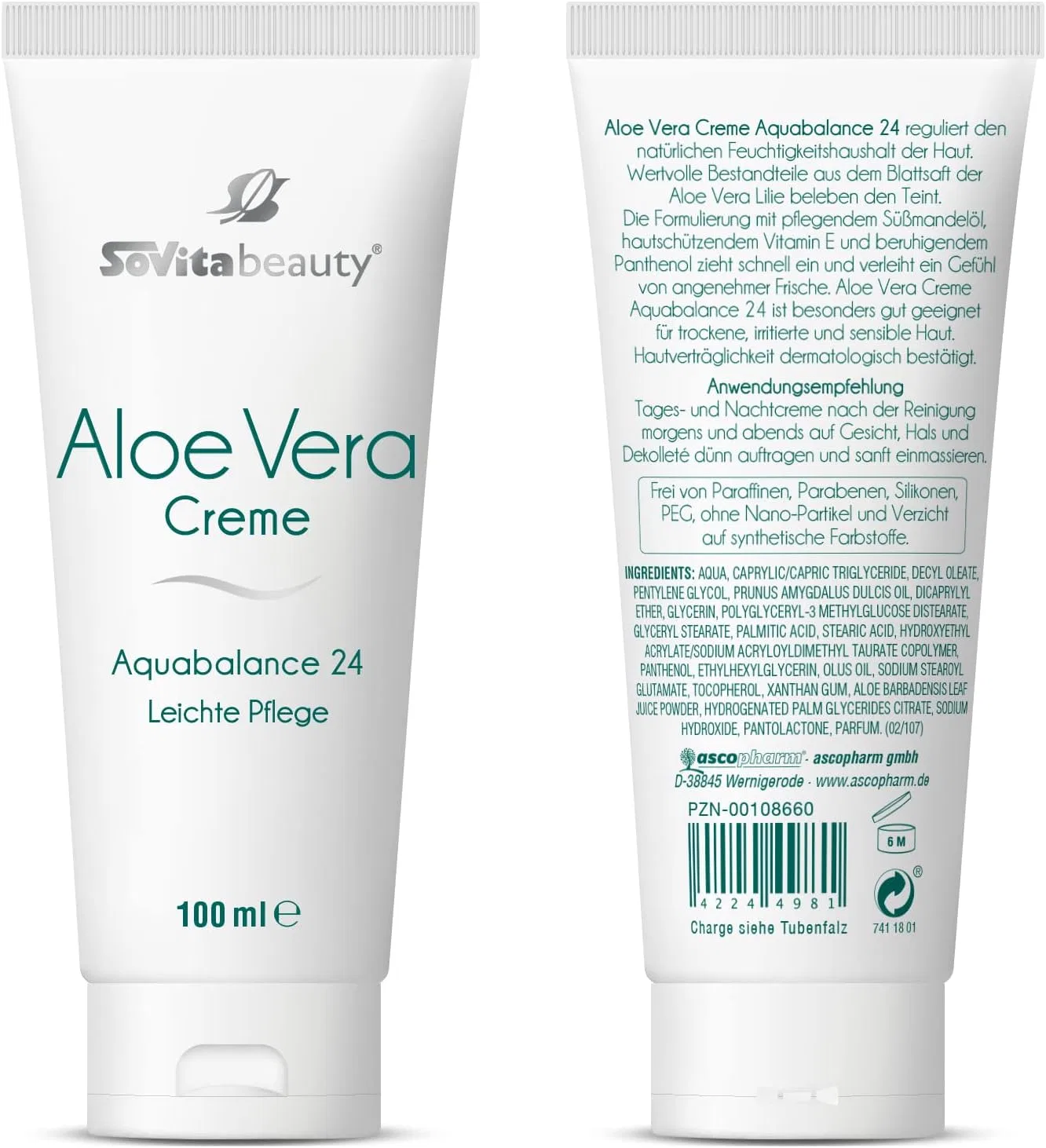 Крем для лица Sovita — Aloe Vera Aquabalance, 100 мл