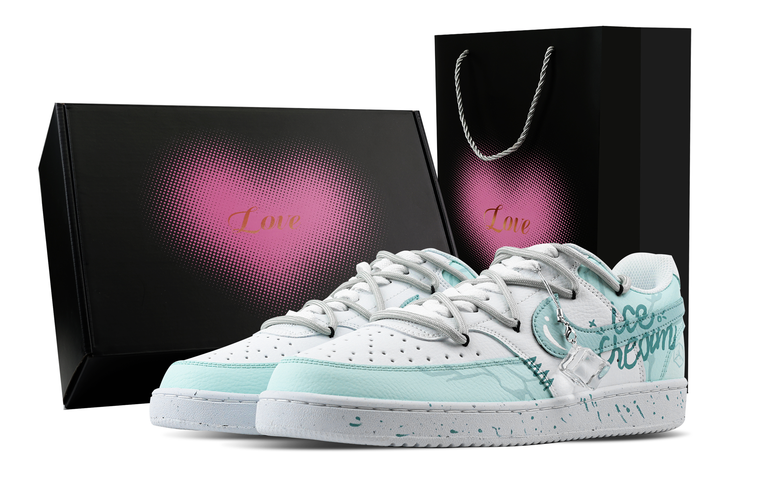 

Nike Кроссовки Court Vision 1 Cool Moment, Heart Box, износостойкие, низкие, для скейтбординга, мужские, голубые