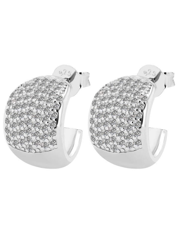 

Adeliás Женские серьги-кольца из серебра 925 пробы с цирконами в золотой оправе