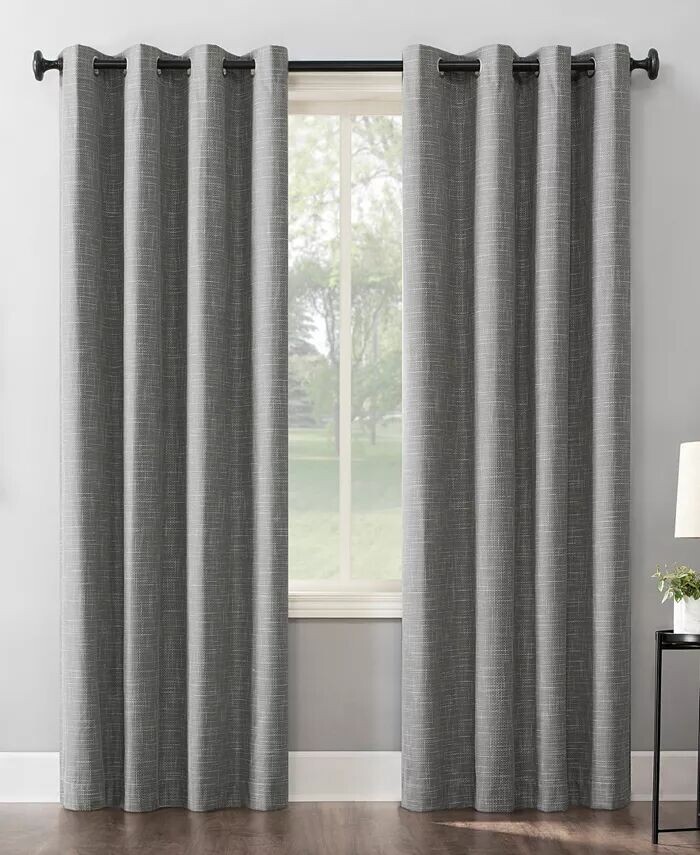 

Штора Kline Burlap Weave Thermal Extreme со 100% затемнением и люверсами Sun Zero, серый