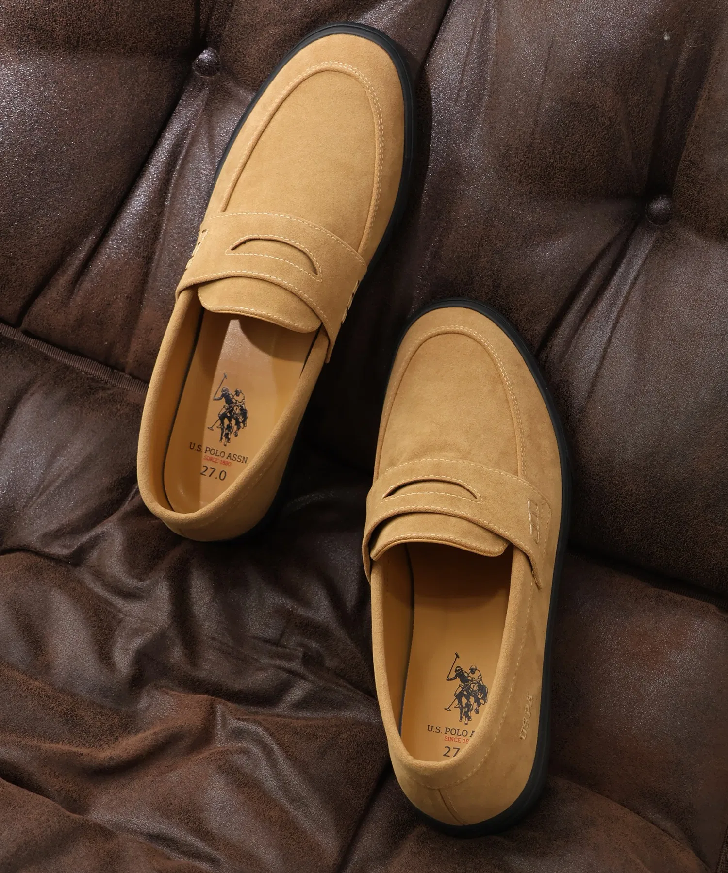 Мужские мокасины U.S. POLO ASSN. с тисненым логотипом из искусственной замши — фото 4