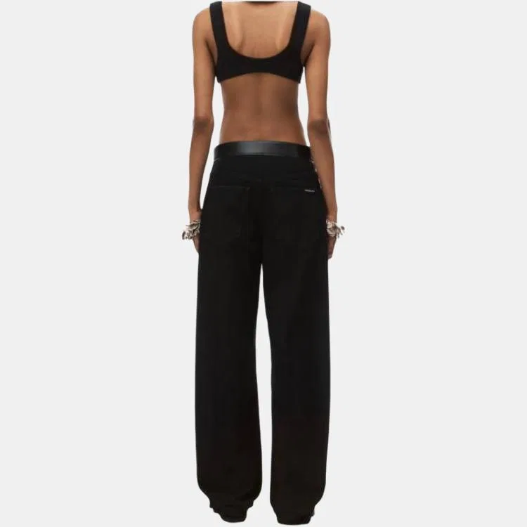 Джинсы свободного кроя с поясом Alexander Wang, Black — фото 3