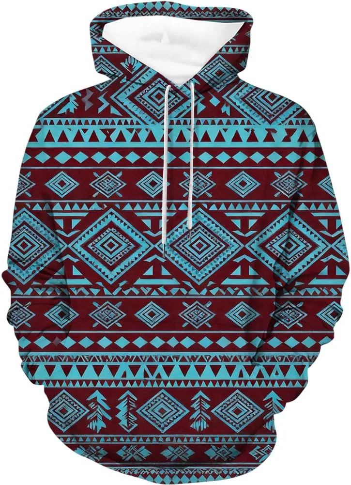 

Мужской худи с геометрическим принтом в стиле Southwestern Yvsxxv