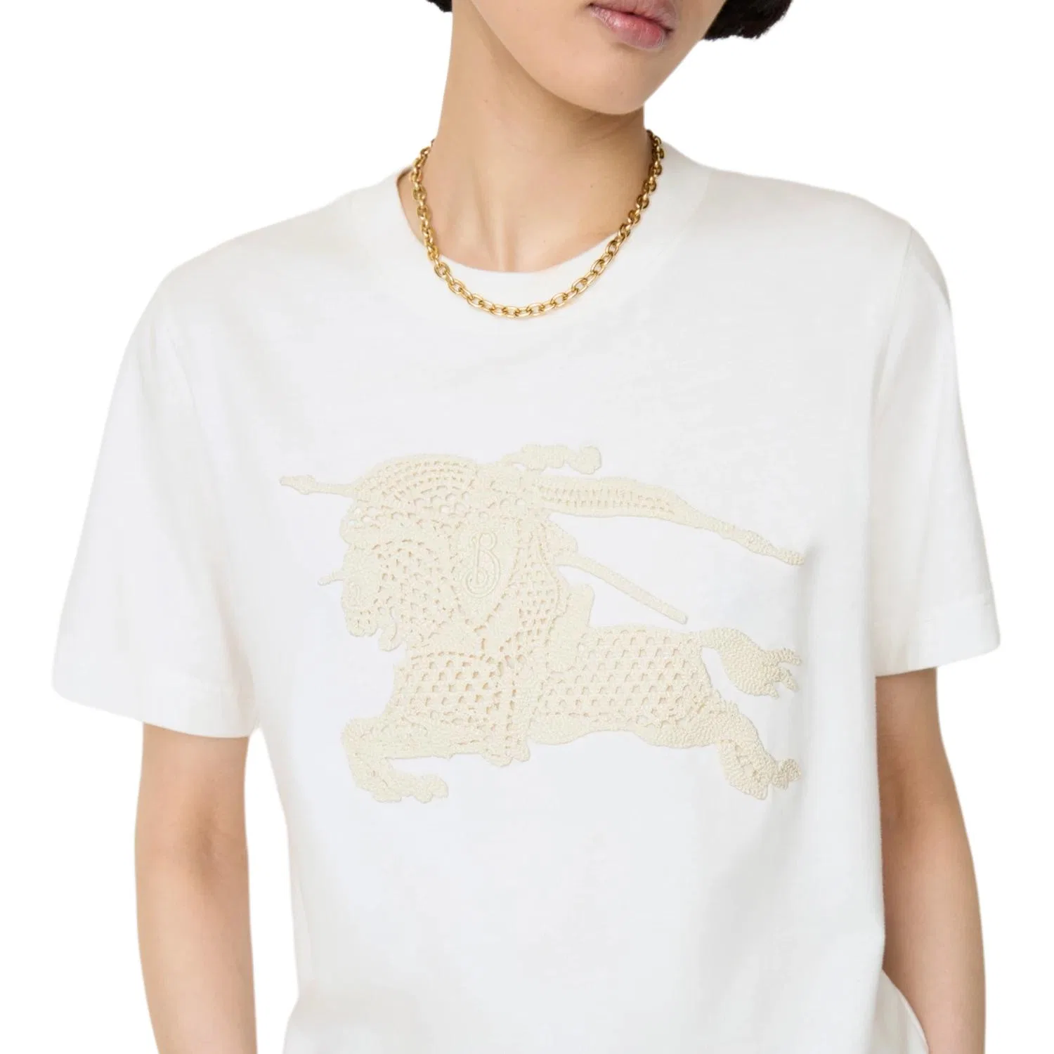 Футболка Burberry Ekd Crewneck T-Shirt, с круглым вырезом, Chalk White — фото 4