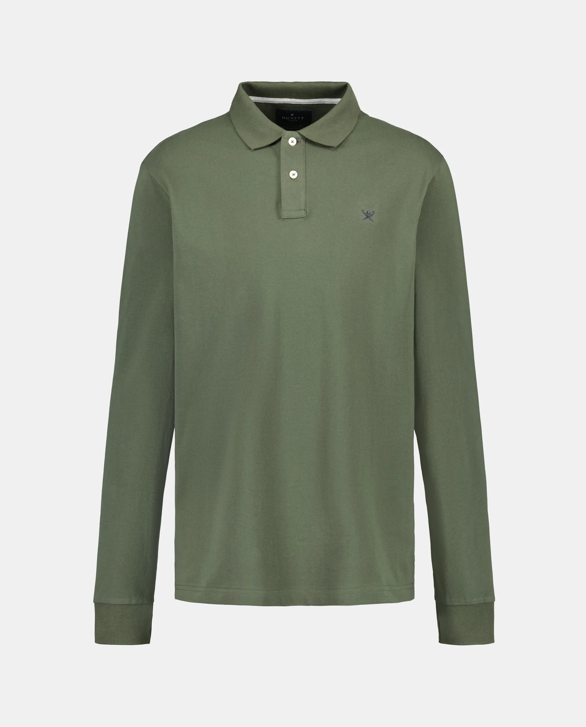 

Мужская рубашка поло с длинным рукавом классического кроя с вышитым логотипом Hackett, темно-зеленый