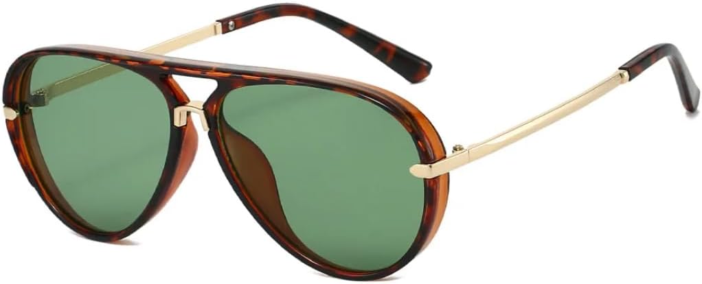 

Модные солнцезащитные очки с двойной перемычкой для женщин, большие солнцезащитные очки в стиле ретро, ​​градиентные, с защитой от УФ-излучения UV400, для мужчин в стиле панк TVTBBVV, Leopard Green