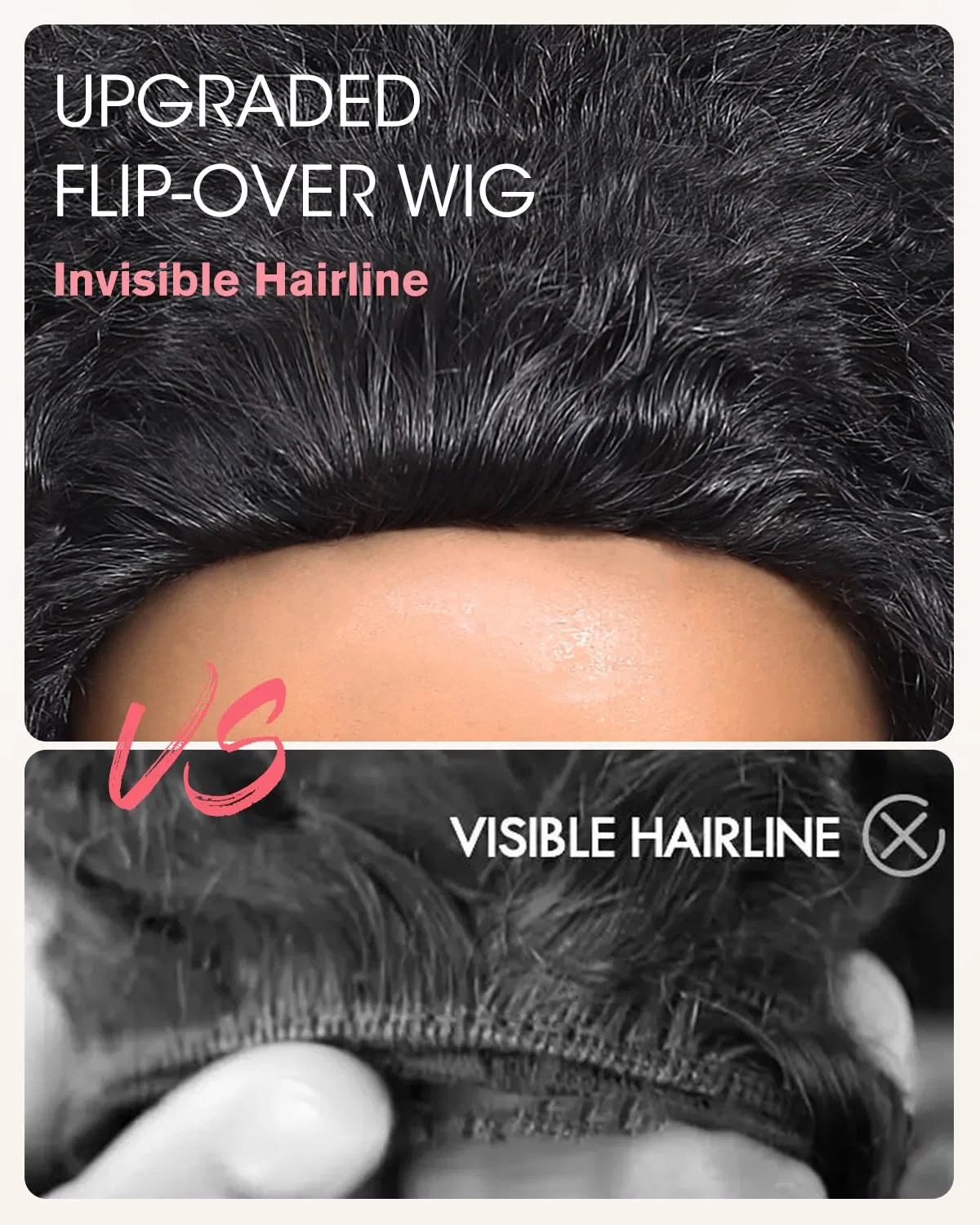 Парик из натуральных волос 3-в-1 Kinky Curly 200 Density 16 дюймов Alionly, #1B Black — фото 4