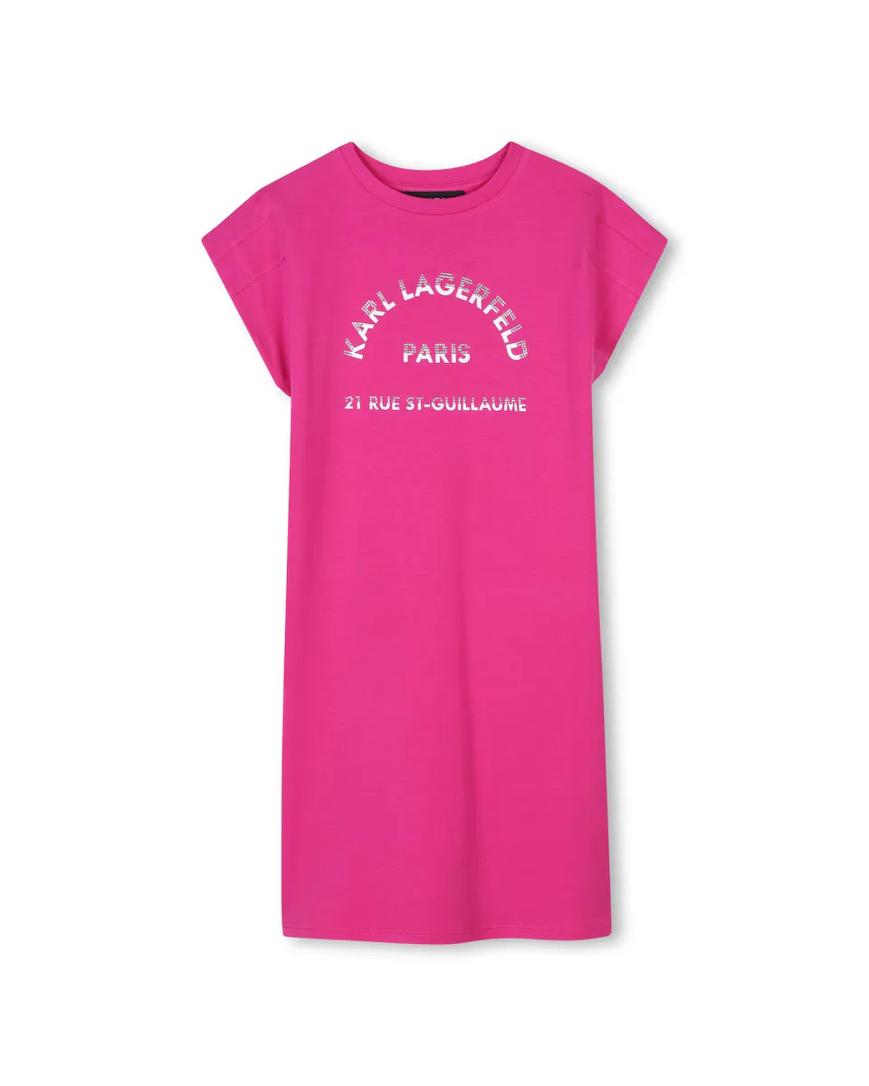

Платье для девочки розового цвета с короткими рукавами Karl Lagerfeld Kids, цвет Rosa