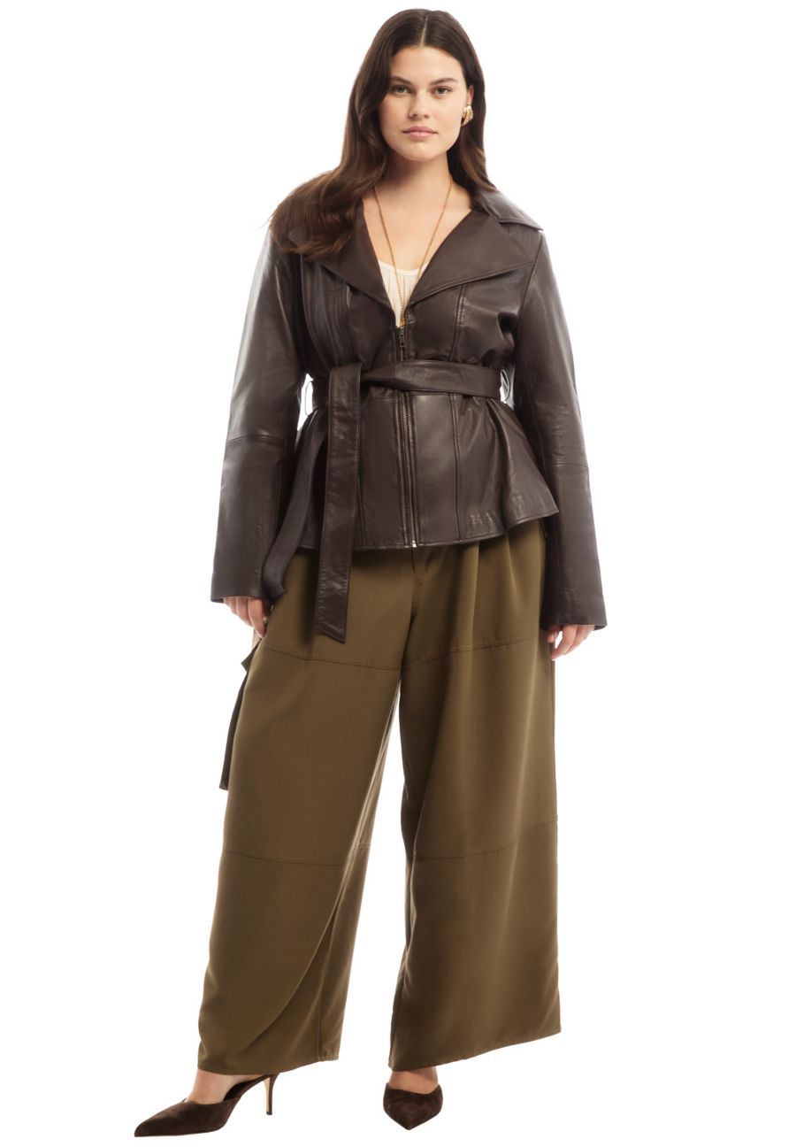 

Женская кожаная куртка June + Vie с асимметричным низом и баской June & Vie, Chocolate plum