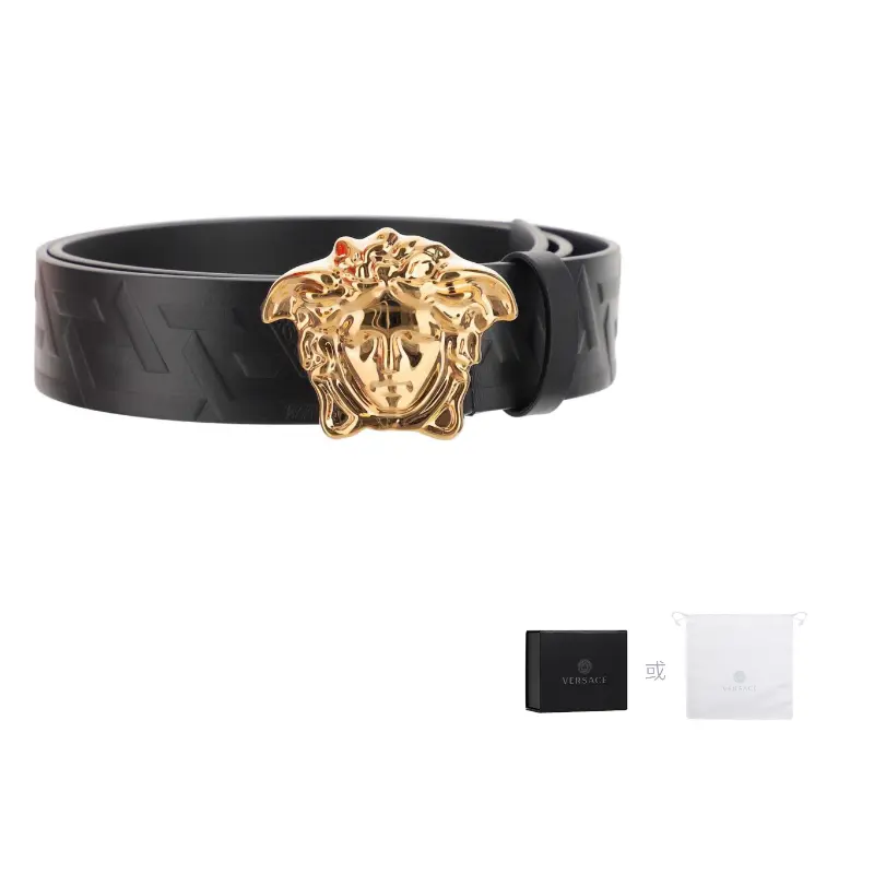 

Medusa Plaque Allover Logo Embossed Belt VERSACE