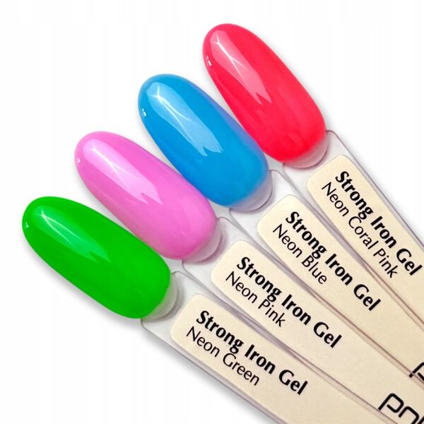 Гель для моделирования ногтей УФ/светодиод неоновый розовый, 8 мл Pnb Strong iron gel, цвет neon pink — фото 4