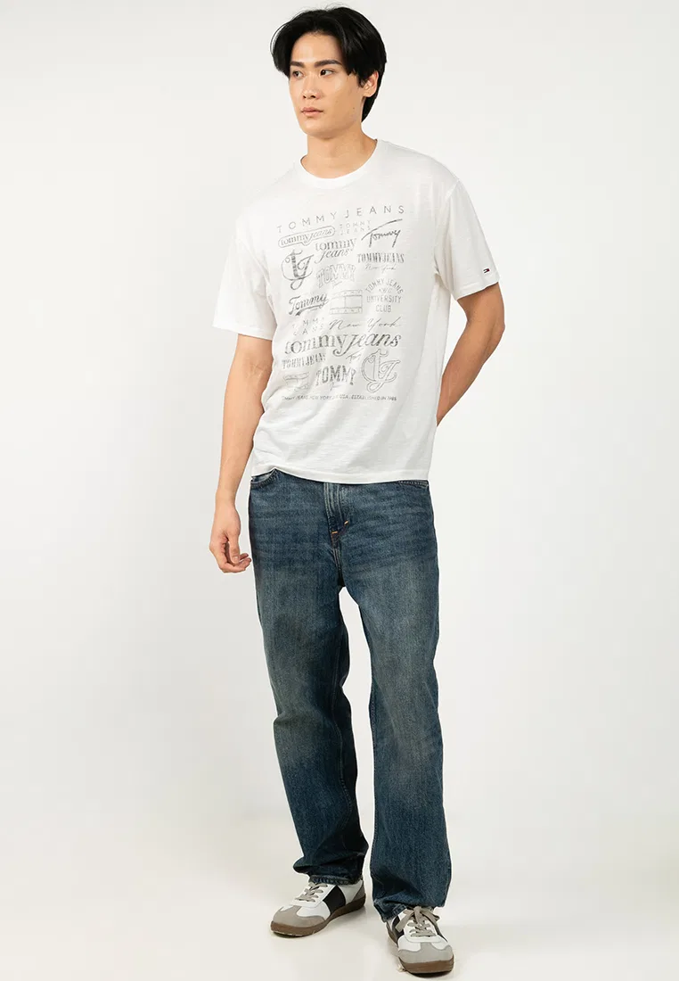 Футболка с принтом, свободный крой, Tommy Jeans Tommy Hilfiger, экрю — фото 4