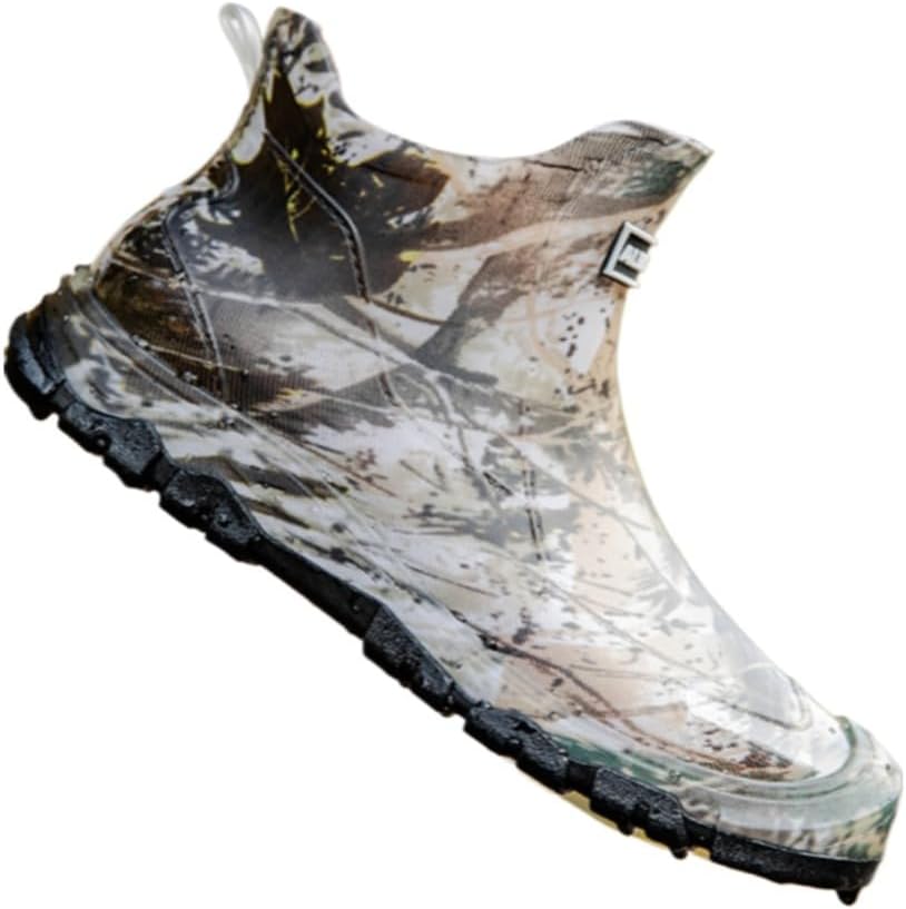 

Мужские ботинки Geerta Camo Ankle Deck для лодок и соленой воды, водонепроницаемые короткие резиновые ботинки, легкие, дышащие, широкие, с нескользящей подошвой, для дождя и воды, походов, кемпинга и садоводства, Coffee
